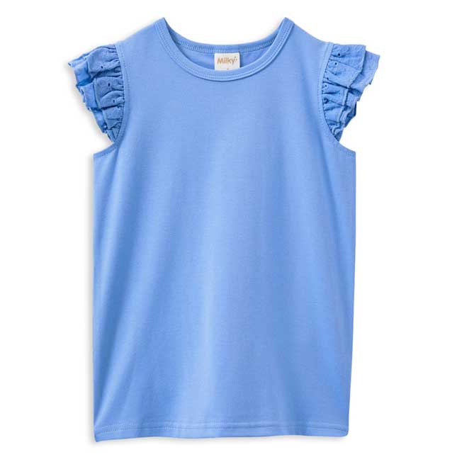 Milky Blue Broderie Frill Tee